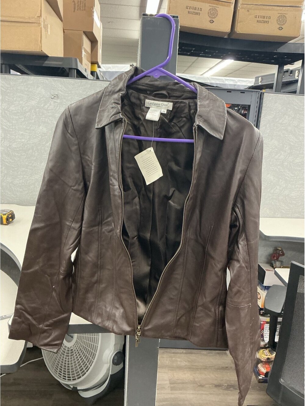 Brown leather zip-up jacket from coldwater creek